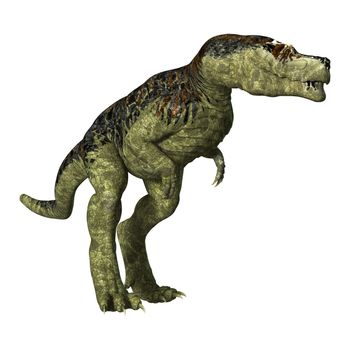 3D digital render of a dinosaur Tyrannosaurus Rex isolated on white background