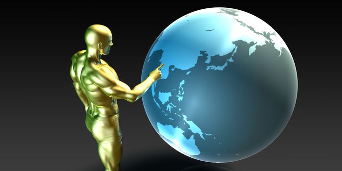 Businessman Pointing at Asia or Asean States Concept