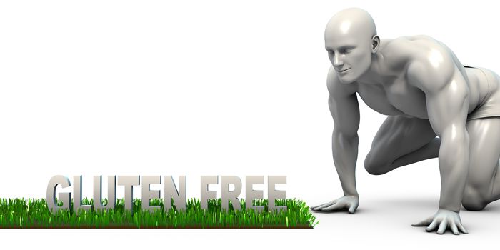 Gluten Free Concept with Man Looking Closely to Verify
