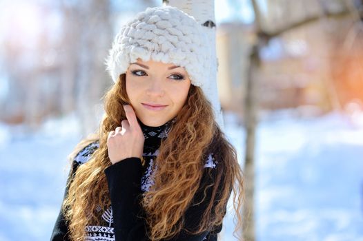 Woman hugging herself cold in winter time 