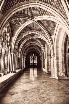 Loggia of the Spanish Cathedral in Burgos, Retro Image Filtered Style