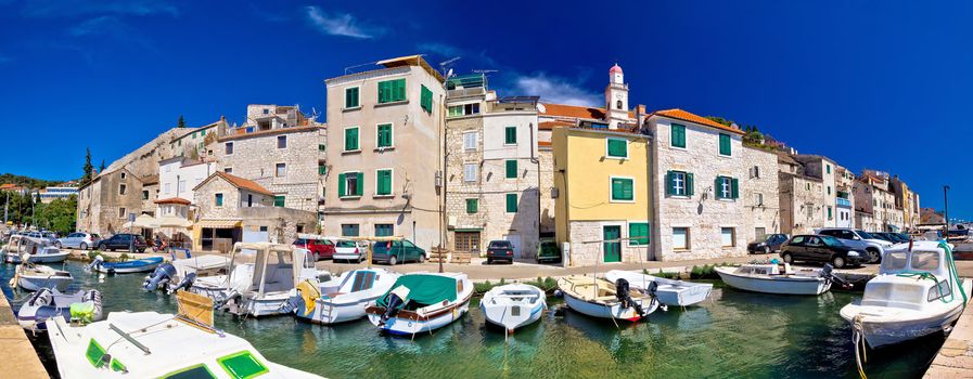 Sibenik historic waterfront panoramic view, Dalmatia, Croatia