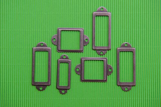 Design element, a lot of frames on a green background