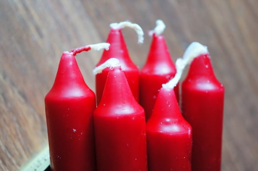 Close-up of an red candle set