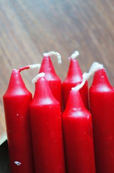 Close-up of an red candle set