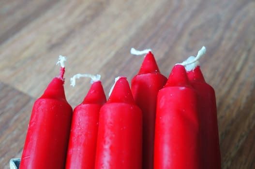 Close-up of an red candle set