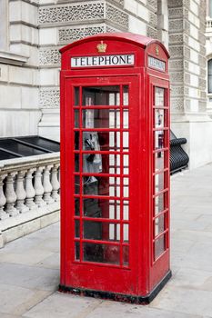 Famous red phone box, London. Special photographic processing.