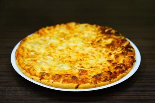 Pizza served on a white plate