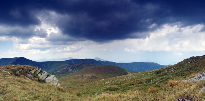 Colorful summer sunrise in the Carpathian mountains.