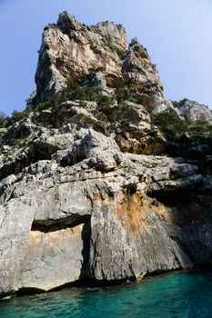 Rocks and caves around the coast of Cala Gonone, Sardinia