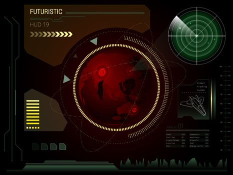 Abstract future, concept vector futuristic blue virtual graphic touch user interface HUD, raster version