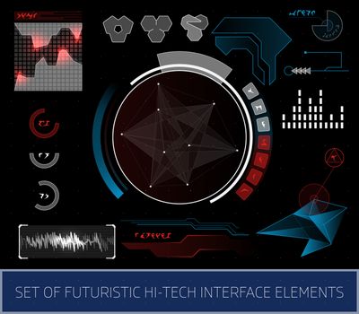 Abstract future, concept vector futuristic blue virtual graphic touch user interface HUD, raster version
