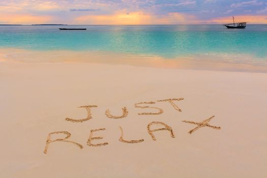 Just Relax sign in Nungwi north of Zanzibar island.Tanzania.