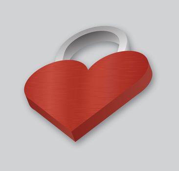 Red heart real padlock vector illustration