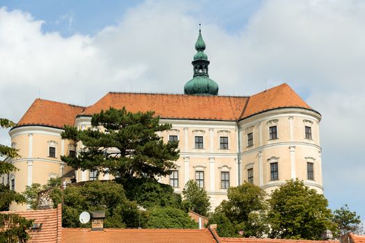 View on castle in city Mikulov, South Moravia, in the Czech Republic