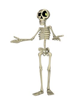 3D digital render of a cartoon human skeleton isolated on white background