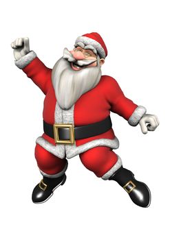 3D digital render of Santa doing sport isolated on white background