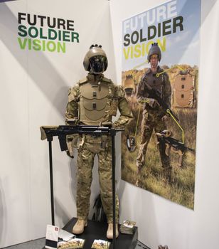 UNITED KINGDOM, London: Future soldier	The Defence and Security International Exhibition (DSEI) began in London on September 15, 2015 despite a week of direct action protests by peace campaigners.  	The arms fair has seen over 30,000 people descend on London to see the 1,500 exhibitors who are displaying weapons of war from pistols and rifles up to tanks, assault helicopters and warships.  	Protesters attempted to block the main road into the exhibition, claiming that such an event strengthened the UK's ties to human rights abuses. 