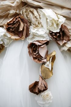 Detail of a wedding dress with colors from a fabric