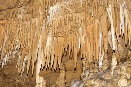 Stalactites in underground cave