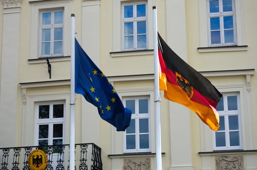 German and Euro Flags flying together