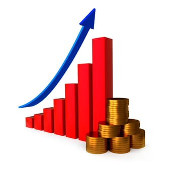 Financial success concept - Business graph with coins.