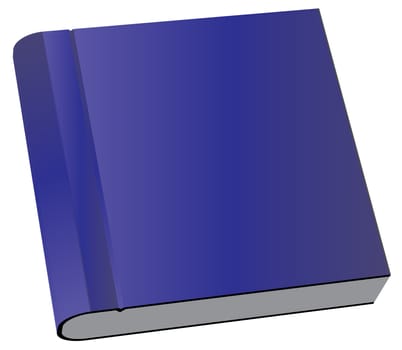 Illustration of classic blue book in front view isolated on white background.