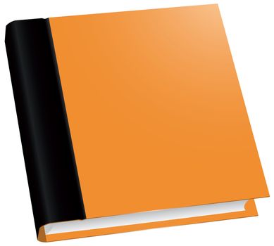 Illustration of classic orange book in front view isolated on white background.
