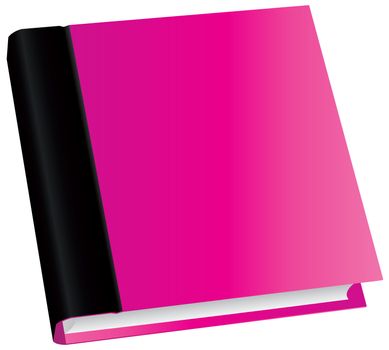 Illustration of classic pink book in front view isolated on white background.