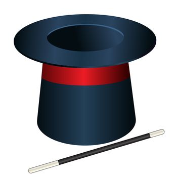 Vector magic hat cylinder with wand