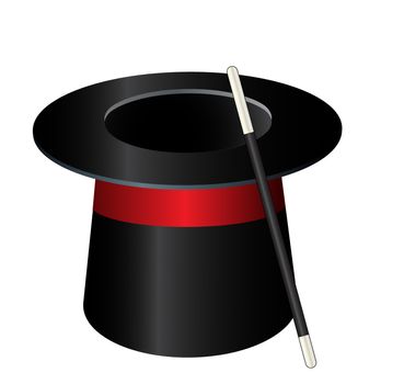 Vector magic hat cylinder with wand