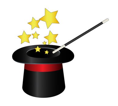 Vector magic hat cylinder with wand