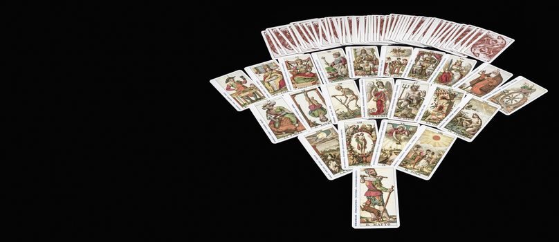Milan, Italy- 15 December,2014:        The game of the Tarot , the picture shows the 22 major arcana .