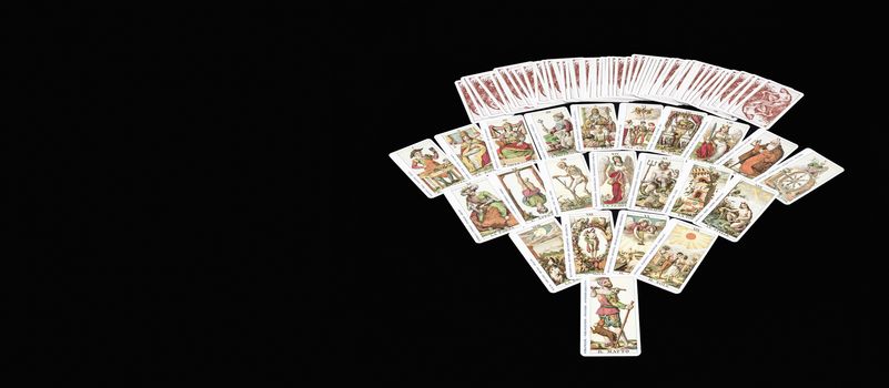 Milan, Italy- 15 December,2014:        The game of the Tarot , the picture shows the 22 major arcana .