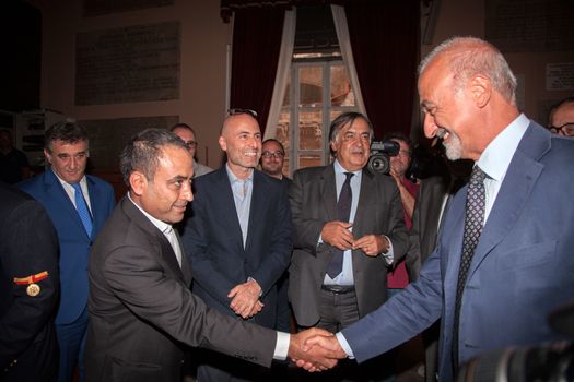 ITALY, Palermo: Doctors Without Borders cultural mediator Ahmad Al Rousan receives an honorary citizenship from Palermo Mayor Leoluca Orlando on September 16, 2015. 