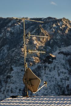 A nice view of Satellite dish and aerial antenna.