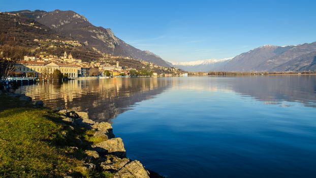 A nice view of Iseo lake from Lovere city,italian lake.