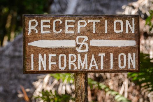 a reception and information sign in Zanzibar island.