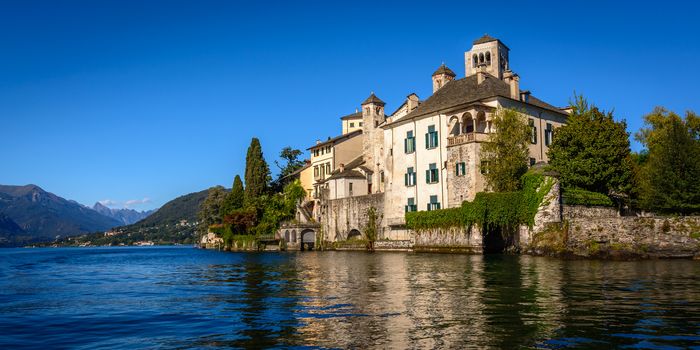 Lake Orta is known as the most romantic lake in Italy. 
located in Piedmont in northern Italy. 
In the middle of the lake there is the beautiful island of San Giulio.