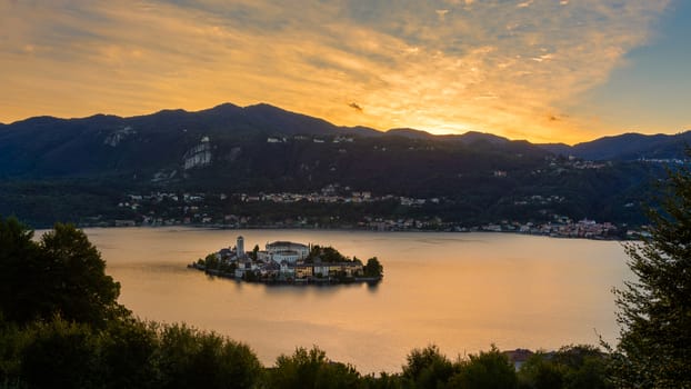 Lake Orta is known as the most romantic lake in Italy. 
located in Piedmont in northern Italy. 
In the middle of the lake there is the beautiful island of San Giulio.