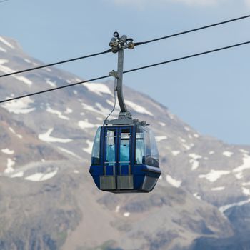 Ski lift cable booth or car, Switzerland in summer