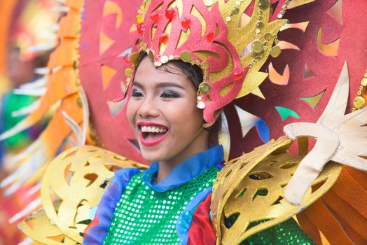 General Santos City, The Philippines - September 6, 2015: Participant at the final street parade during the 17th Annual Gensan Tuna Festival 2015.