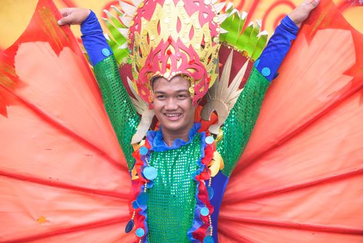 General Santos City, The Philippines - September 6, 2015: Participant at the final street parade during the 17th Annual Gensan Tuna Festival 2015.