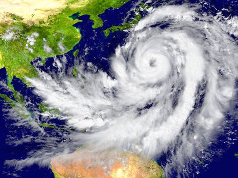 Huge hurricane north of Australia. Elements of this image furnished by NASA