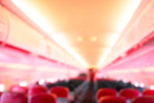 defocus interior of the passenger airplane