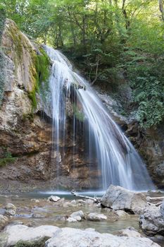 beautiful big falls Dzhur Dzhur in the summer afternoon,Crimea, Russia