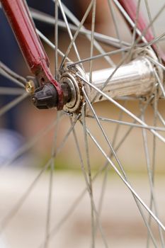 Close up photo of the bicycle spokes