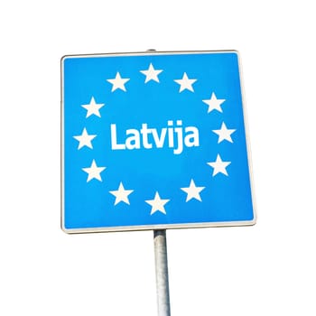Border sign of latvia, europe - isolated on white background