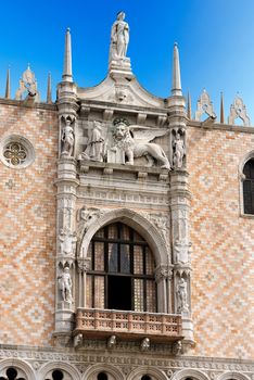 Detail of the Doge Palace (Palazzo Ducale) in St. Mark Square, Venice (UNESCO world heritage site), Veneto, Italy