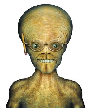 Digital Illustration of a smart alien.